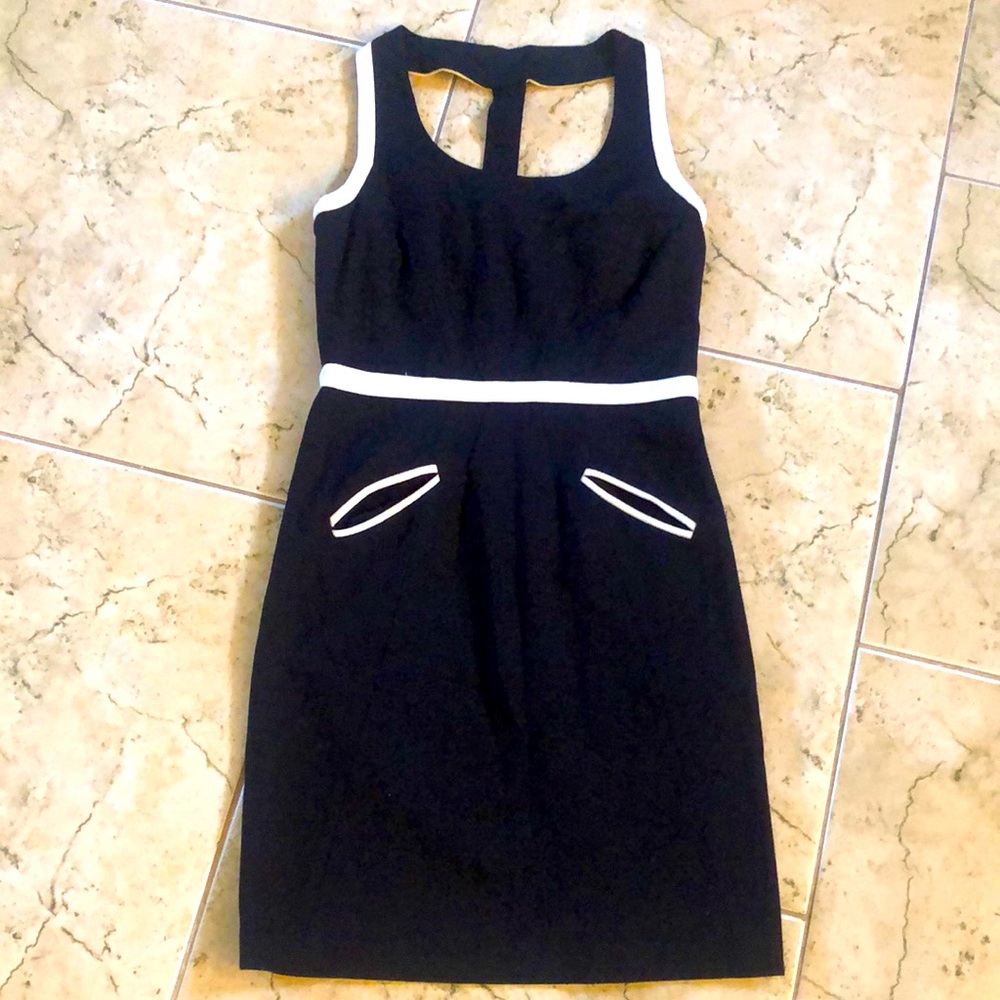 EUC- Cynthia Steffe Black & White T-Back Dress, 2